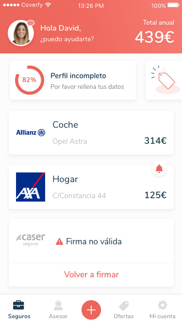 Perfil Personal de la App Coverfy